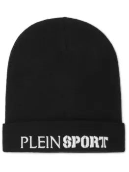 Шапка-бини с вышитым логотипом Plein Sport, черный