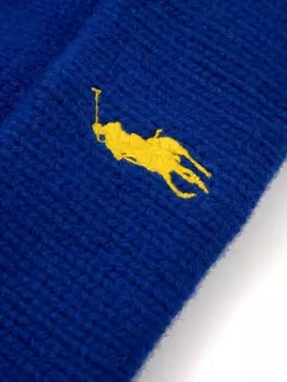 Шапка-бини с вышитым логотипом Polo Ralph Lauren, синий