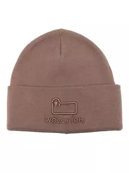 Шапка бини с вышитым логотипом Woolrich, коричневый
