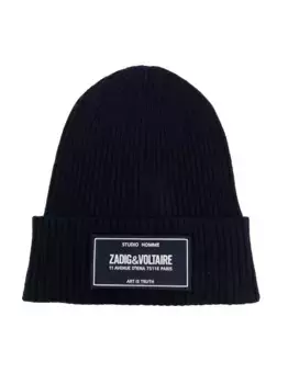 Шапка бини с вышитым логотипом Zadig & Voltaire Kids, синий