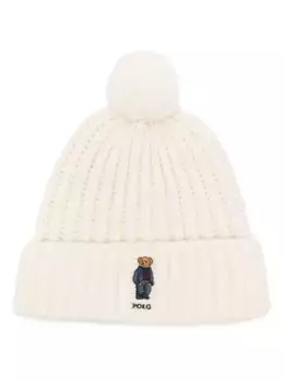Шапка бини с вышивкой Polo Bear POLO RALPH LAUREN, белый