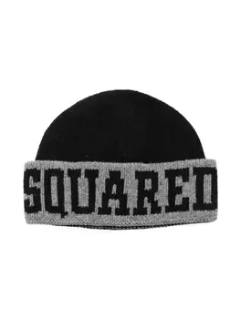 Шапка-бини с жаккардовым логотипом DSQUARED2 KIDS, черный