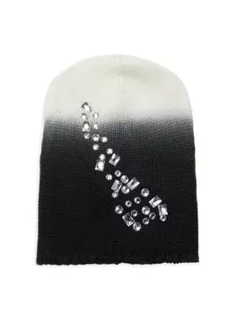 Шапка-бини со стразами и эффектом омбре La Fiorentina, цвет Black White