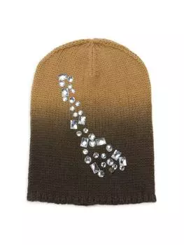 Шапка-бини со стразами и эффектом омбре La Fiorentina, цвет Brown Camel