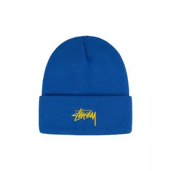 Шапка-бини Stussy Stock с манжетами, цвет Синий