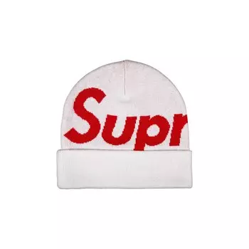 Шапка-бини Supreme с большим логотипом, цвет Белая