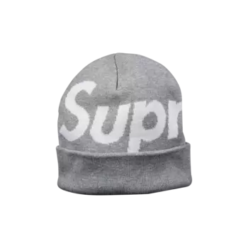 Шапка-бини Supreme с большим логотипом, серая