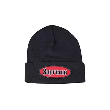 Шапка-бини Supreme с овальной нашивкой, Черная
