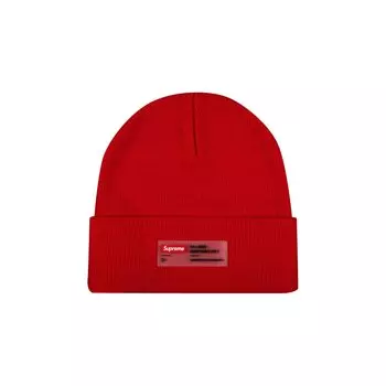 Шапка-бини Supreme с прозрачной этикеткой, красная