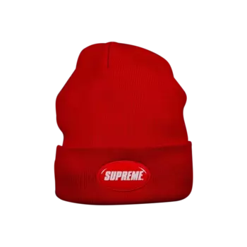 Шапка-бини Supreme с резиновыми нашивками, красная