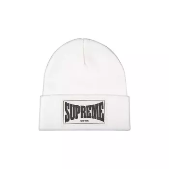Шапка-бини Supreme с тканой этикеткой, Белая