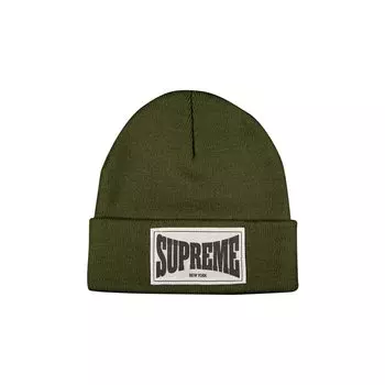 Шапка-бини Supreme с тканой этикеткой, Оливковая
