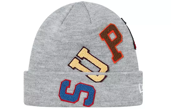 Шапка Supreme New Era с цветным логотипом, серый