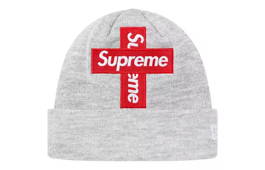 Шапка Supreme New Era с логотипом, серый