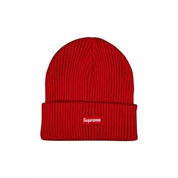 Шапка-бини Supreme в широкую рубчик, Красная