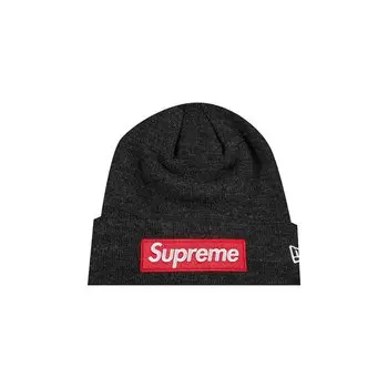 Шапка-бини Supreme x New Era Box Logo, цвет уголь