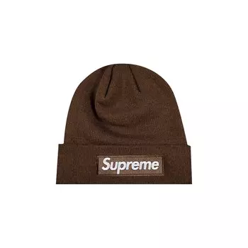 Шапка-бини Supreme x New Era Box Logo, темно-коричневая