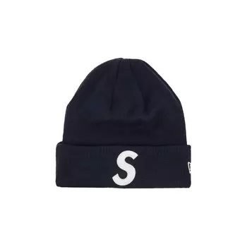 Шапка-бини Supreme x New Era S с логотипом темно-синего цвета