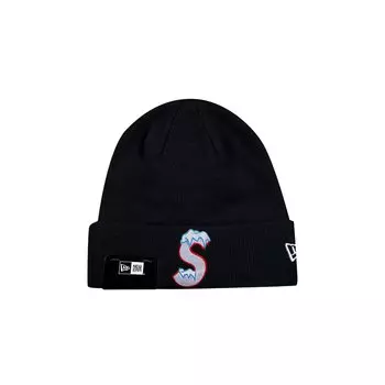 Шапка-бини Supreme x New Era S с логотипом темно-синего цвета