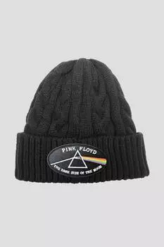 Шапка-бини темной стороны луны с черной каймой и косичками Pink Floyd, черный