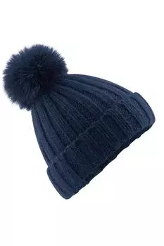 Шапка-бини Verbier из искусственного меха с помпоном Beechfield, темно-синий