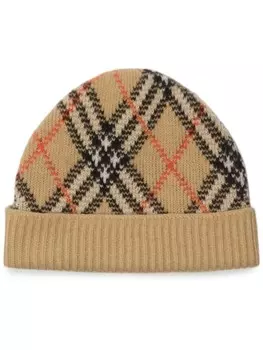 Шапка-бини в клетку Burberry, серый