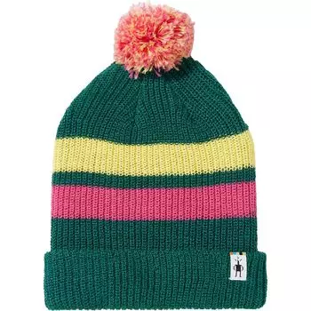 Шапка-бини в полоску с помпоном - детская Smartwool, зеленый