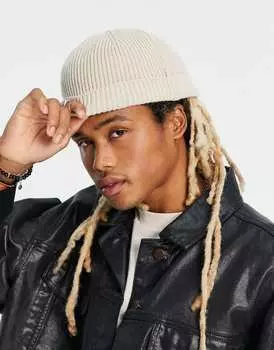 Шапка-бини в рубчик ADPT овсяного цвета