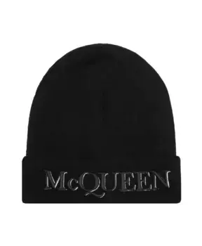 Шапка Бини в рубчик aw22 Alexander Mcqueen, черный