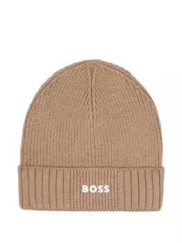 Шапка бини в рубчик BOSS Kidswear, нейтральный