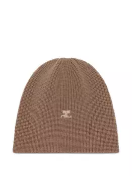 Шапка бини в рубчик Courrges, коричневый