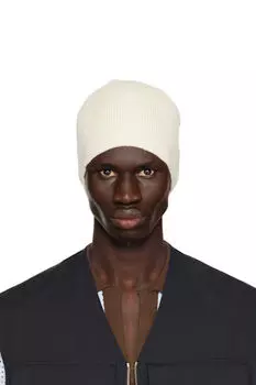 Шапка-бини в рубчик цвета Off-White Jil Sander