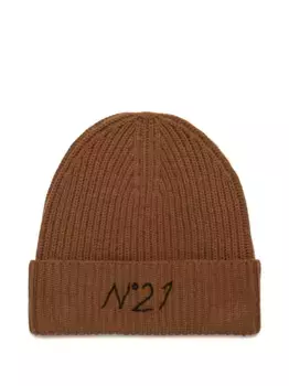 Шапка бини в рубчик N21 Kids, коричневый