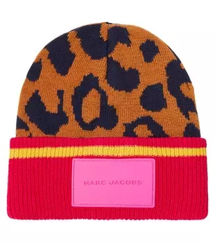 Шапка-бини в рубчик с леопардовым принтом Marc Jacobs, разноцветный