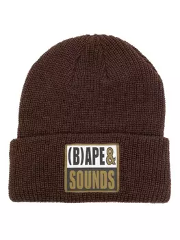 Шапка бини в рубчик с логотипом A BATHING APE, коричневый