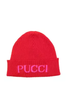 Шапка бини в рубчик с логотипом PUCCI Junior, красный