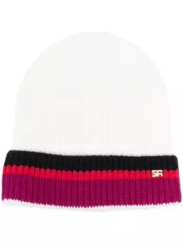 Шапка бини в рубчик с логотипом Sonia Rykiel, нейтральный цвет