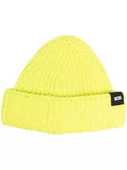 Шапка бини в рубчик с нашивкой-логотипом GCDS, желтый