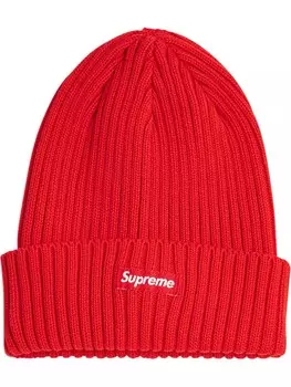 Шапка бини в рубчик Supreme, красный