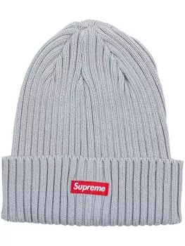 Шапка бини в рубчик Supreme, серый