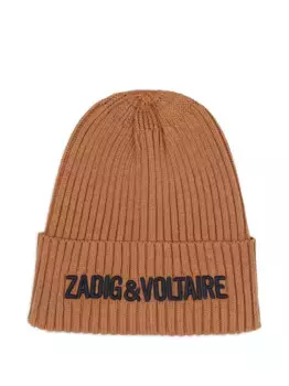 Шапка бини в рубчик Zadig & Voltaire Kids, коричневый