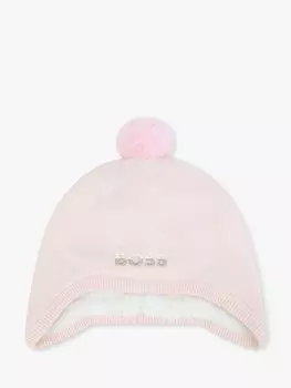 Шапка BOSS Baby с помпоном на искусственной подкладке HUGO BOSS, светло-розовый