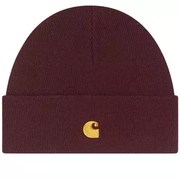 Шапка Carhartt Wip Chase Beanie, бордовый/золотистый