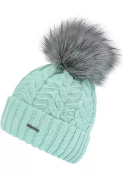 Шапка чиллаут из искусственного меха "Шляпа Офелии" с узором "косы" Chillouts, бирюзовый