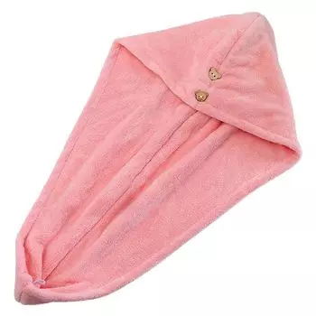 Шапка для сушки волос с пуговицей Супер впитывающие быстросохнущие вьющиеся толстые обручи для волос Двухслойные после душа Для женщин и девочек Обертка для сушки волос Принадлежности для ванной комнаты-Кофе Stuttg, розовый