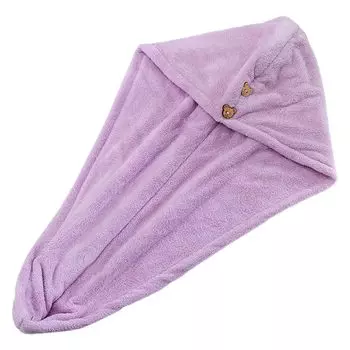 Шапка для сушки волос Супермягкая мультяшная форма Водопоглощение Коралловый флис Полотенце из микрофибры Обертывание для волос Гаджет для ванной комнаты Ежедневное использование-Легкий кофе Stuttg, фиолетовый
