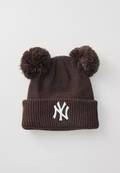 Шапка DOUBLE POM BEANIE New Era, темно-коричневый