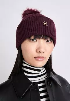 Шапка ELEVATED CHIC BEANIE POMPOM Tommy Hilfiger, бордовый