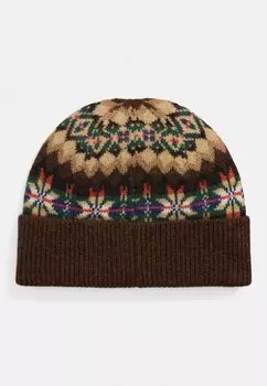 Шапка FAIR ISLE WOOL-BLEND BEANIE Polo Ralph Lauren, коричневый