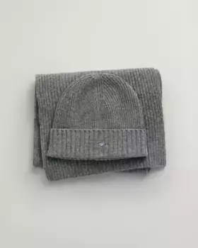 Шапка Gant "ПОДАРОЧНЫЙ НАБОР ШАПКИ И ШАРФА" (набор из 2 шт.), серый